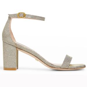 Stuart Weitzman Nudistcurve Glitter Block Heel Sandals